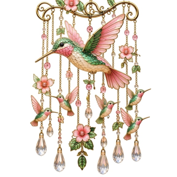 Hummingbird Wind Chimes for Outside, Graceful Colorful Bird Sun Catcher Wind Chime, Garden Decor for Patio Porch Yard Balcony, Hanging Windchimes Gifts for Women Mom Grandma Gardeners
