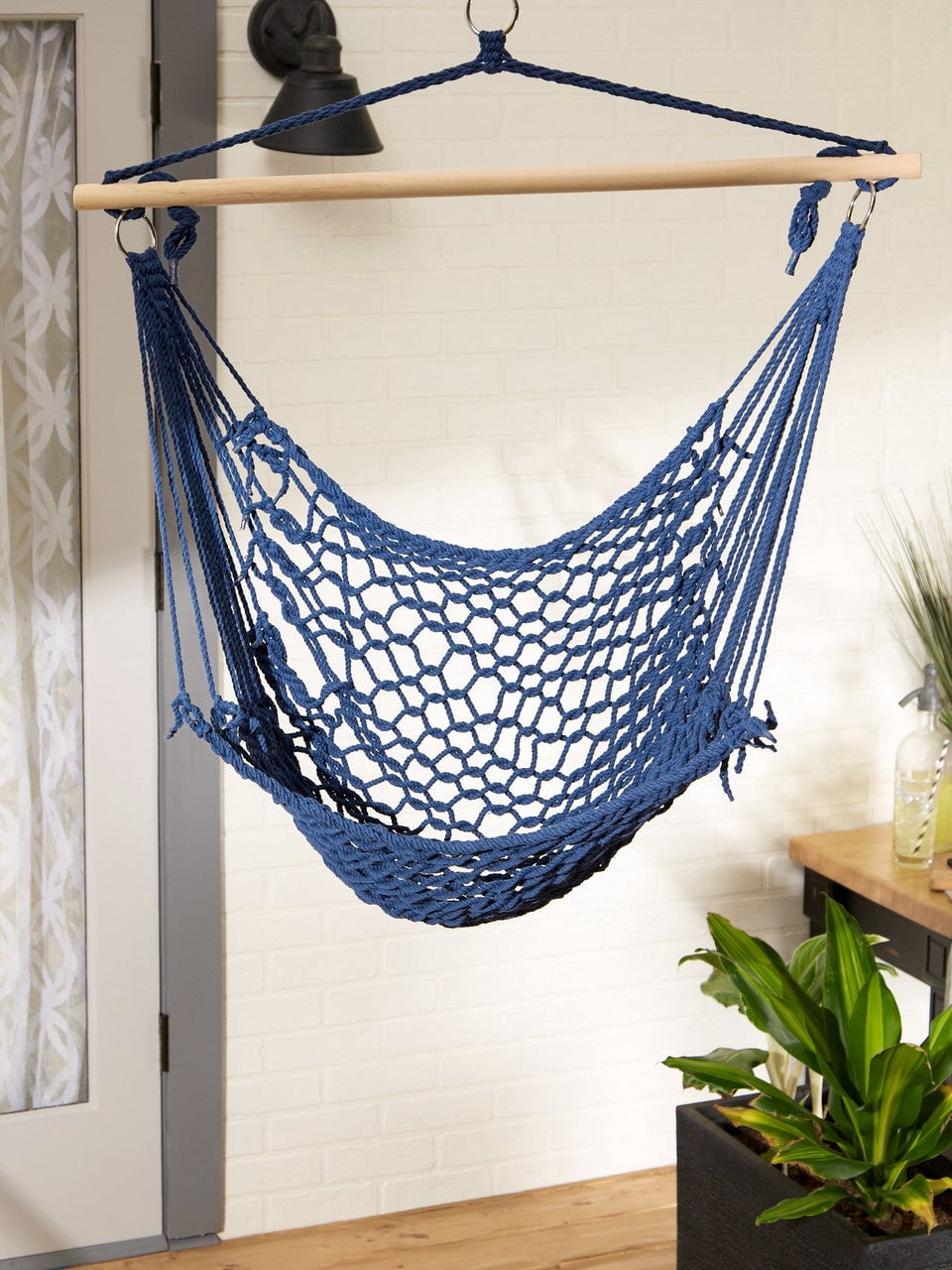 Accent Plus Recycled Cotton Swinging Hammock Chair - Blue