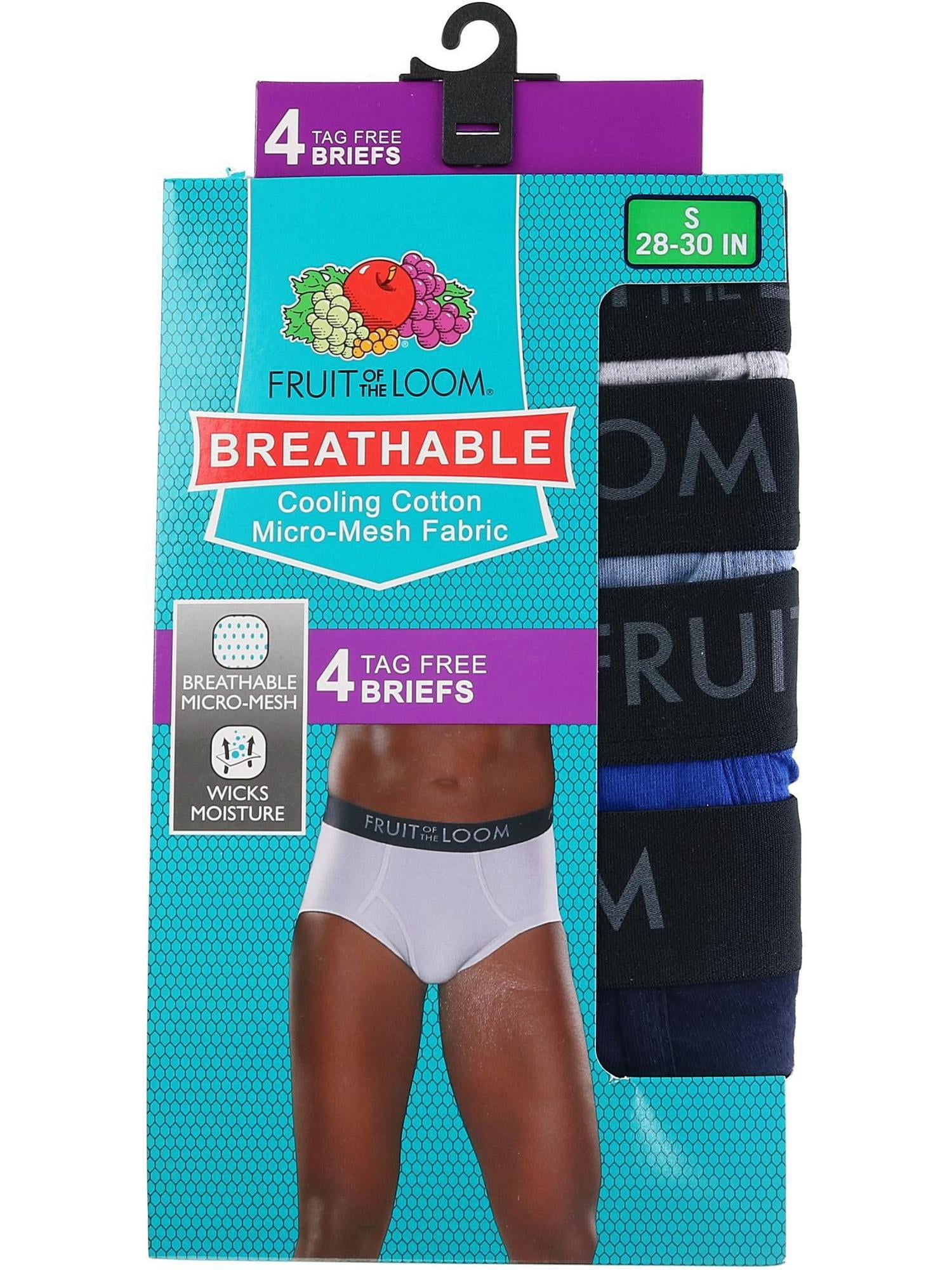 Fruit of the Loom Mens Breathable 4-Pack Briefs, XL, Assorted