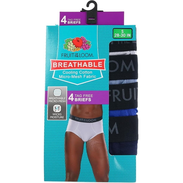 Fruit of the Loom Mens Breathable 4-Pack Briefs, XL, Assorted