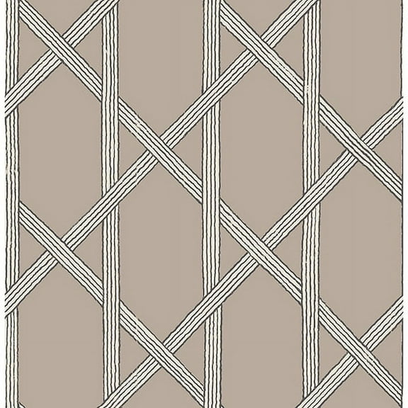 Kenneth James Mandara Taupe Trellis Wallpaper, 20.5-in by 33-ft, 56.4 sq. ft