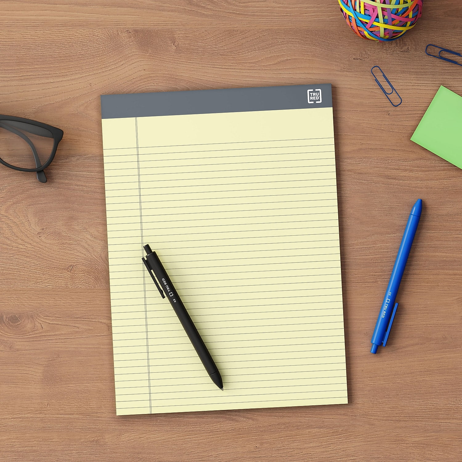Staples TRU RED Notepads 8.5" x 11.75" Narrow Ruled Canary 50 Sheets/Pad 24/Carton TR59912/TR573VS