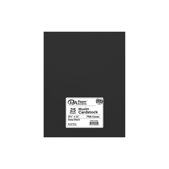 Paper Accents Cardstock 8.5"x 11" Muslin 73lb Deep Black 25pc