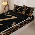 thumbnail image 3 of Catabedysis Personalized Letter Gifts Zipper Twin Comforter Sets with Fitted Sheet and 2 Pillowcases,Classic Cheetah Alphabet Z Zipper Bedding Set For Girls,Black Reversible,4 Pieces, 3 of 7