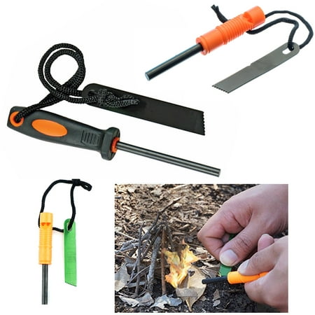 Emergency Magnesium Rod Fire Starter Scrapper Survival Kit Camping Tool (Best Magnesium Fire Starter Tool)