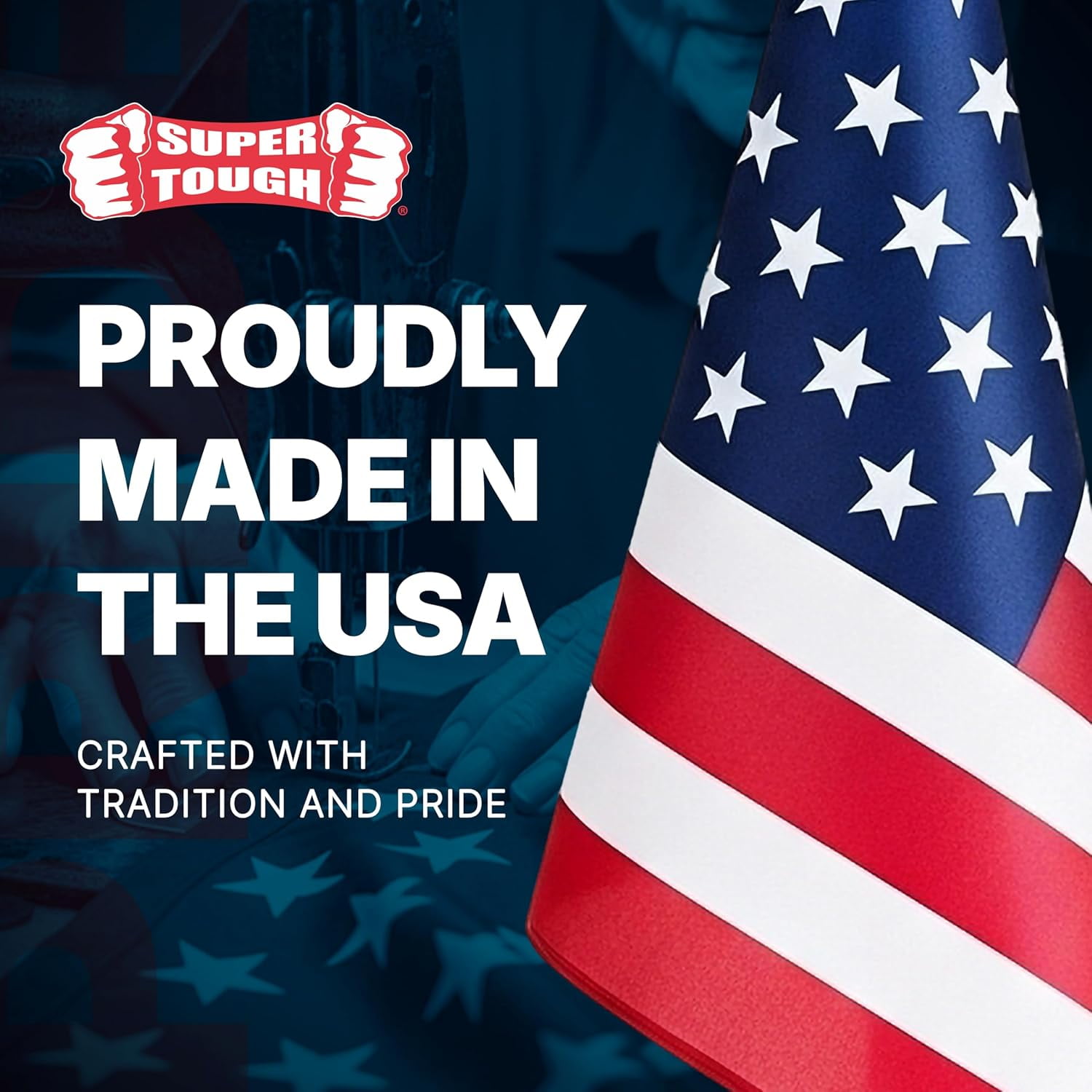Super Tough American Flag | 1x1.5 FT Outdoor USA Flag | 30" Durable Wooden Stick with Spear Tip & Stars | 12x18 in Heavy Duty Most Durable Cotton US Stick Flag | Made in USA | 12 Pack