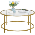 thumbnail image 1 of Yaheetech Table Basse Ronde Moderne avec Dessus en Verre, Or, 1 of 9
