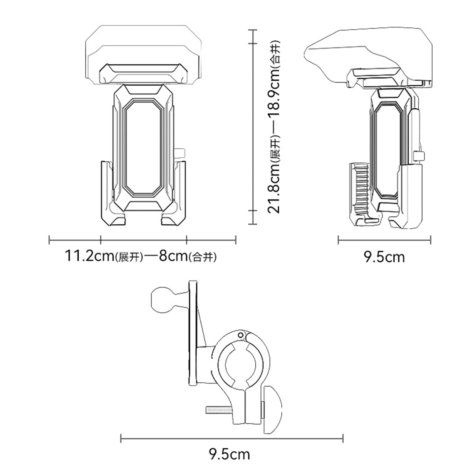 Motorcycle Phone Mount Holder with Sunshade Bike Phone Holder, Motorcycle Handlebar Cellphone Clamp Waterproof