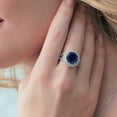 thumbnail image 4 of Gem Stone King 7.56 Cttw Blue Simulated Sapphire Ring | 925 Sterling Silver | Round 12MM | Wedding Engagement Anniversary Promise Ring for Women | Available in Size 5, 6, 7, 8, 9, 4 of 5