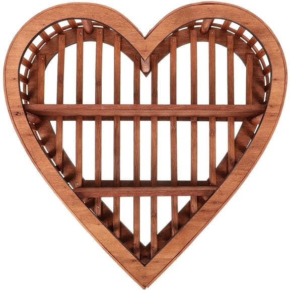 FONDOTIN Heart Wall Mounted Shelf Wood Display Shelf Light Brown 1Set