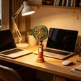 thumbnail image 5 of Portable Handheld Fan USB Rechargeable Mini Fan 3 Speed Vintage Floral Design Phone Stand Cooling Fan, Compact Strong Airflow Phone Holder Fan, For Travel Office Home Shopping Outdoor Use, 5 of 6