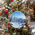 thumbnail image 5 of Welcome Sign for Front Door, Christmas Mountains Round Metal Wall Art Wreaths, Winter Forest Xmas Snowflake Outdoor Indoor Wall Hanging Sign for Porch Decor Housewarming Gifts 7.9 Inch, 5 of 8