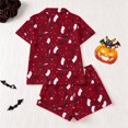 thumbnail image 3 of Elegyee Toddler Girls 2 Piece Halloween Pajama Sets Button Down Shirt Shorts, Size 3-4, 3 of 8