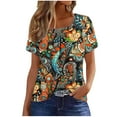 thumbnail image 3 of NSLGXD Women's T Shirts Dressy Casual Crew Neck Short Sleeve Tops Plus Size Graphic Tees Breathable Holiday Tshirts S-3XL Coffee Top, 3 of 6