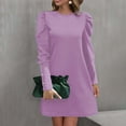 thumbnail image 2 of Swuxness Women Long Sleeve Knit Sweater Dresses, Women Casual Mini Dresses, Women's Solid Color High Neck Slim Knit Sweater Belted Knee Length Dress Pink, S, 2 of 5