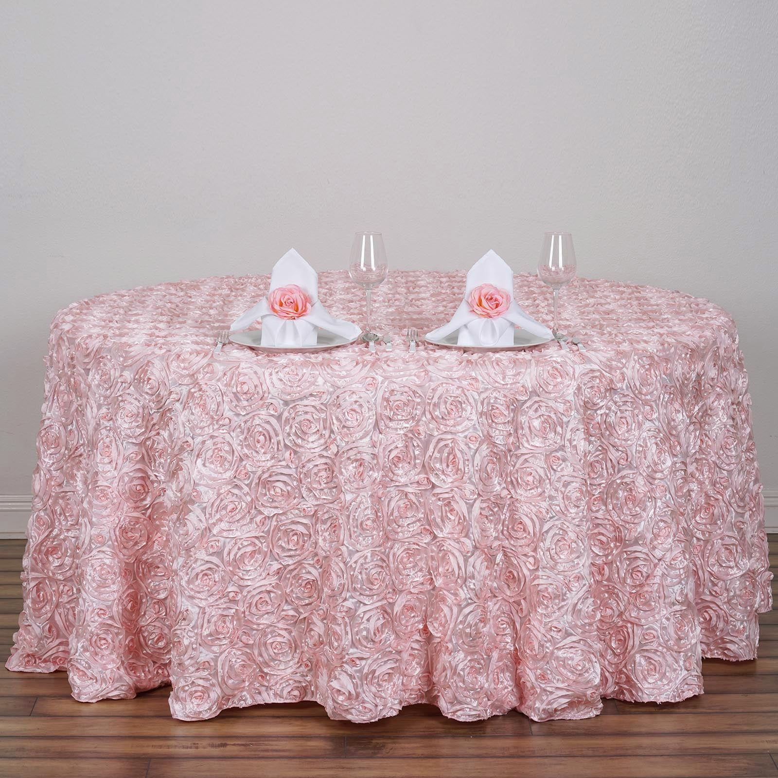 Efavormart 120" Wholesale Round Table Cover BLUSH Grandiose Rosette 3D ...