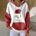 thumbnail image 2 of Women's Loose And Comfortable Drawstring V-neck Long Sleeved Christmas Print Hoodie, Holiday Season Fashion Wear, Comfortable and Warm Pullover,Wine,3XL, 2 of 6