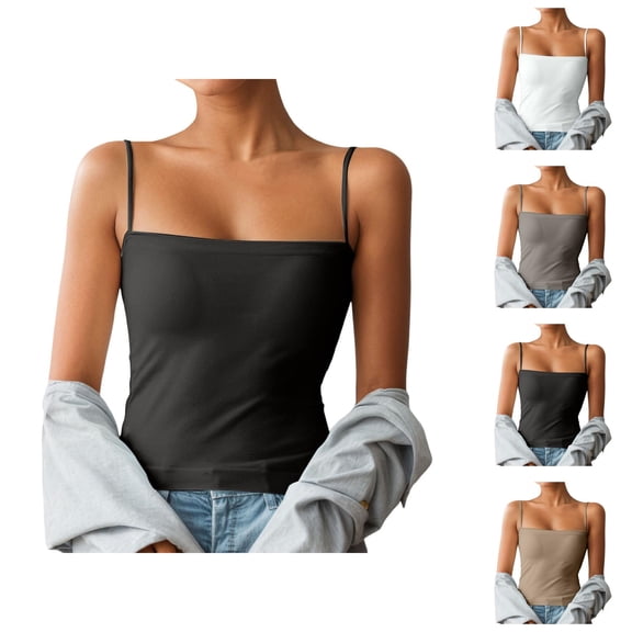Camisole Tops for Women Stretchy Spaghetti Strap Sleeveless Slimming Padded Cami Tank Top Y2k Going out Tops