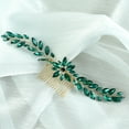 thumbnail image 3 of Nvzi Horquillas para el pelo de boda con flores para novias, peinetas con perlas de cristal, pinzas para el pelo, tocado, accesorios para el pelo de boda dorados, joyas - doradas, 3 of 4