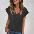 thumbnail image 7 of Women's T-shirts Solid Color V Neck T Shirt Elegant Short Sleeved Top For Spring And Summer Women's Clothing T-shirts, 7 of 7