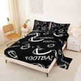 thumbnail image 2 of Castle Fairy Minimalist Football Print Queen Sheets 4 Pieces, Sport Theme Queen Sheet Sets, Black White,1 Fitted Sheet, 1 Flat Sheet and 2 Pillowcases, 2 of 6