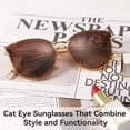 thumbnail image 2 of Gafas de sol Dollger polarizadas extragrandes estilo ojo de gato marrón para mujer y hombre, 2 of 8