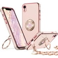 thumbnail image 2 of PYYNA-for iPhone XR Case with Stand, iPhone XR Phone Case with Double Ring Kickstand, Women Girl Cute Love-Heart Luxury Bling Protective Case Heart for iPhone XR(6.1 inch), Pink, 2 of 4