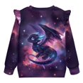 thumbnail image 5 of Uorisanigo Galaxy Dragon Toddler Sweatshirt Crewneck Pullover Tops Novelty Ruffle Shoulder Sweatshirt for Girls Fall Winter Spring Clothes Sweater Hoodies, 5 of 7