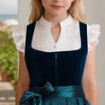thumbnail image 2 of THDHVS Girls Shirts,Lace Flower Hollow Out Ruffle Trim Short Sleeve Crop Top Oktoberfest Wear for Girls,Girls Tops White 9-10 Years, 2 of 8