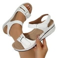 thumbnail image 4 of LOVZFMLL Sandals for Women 2025 Casaul Outdoor Hiking Walking Wedge Sandals Comfort Open Toe Ankle Straps Summer Shoes for Travel Beach Vacation White 8.5, 4 of 8