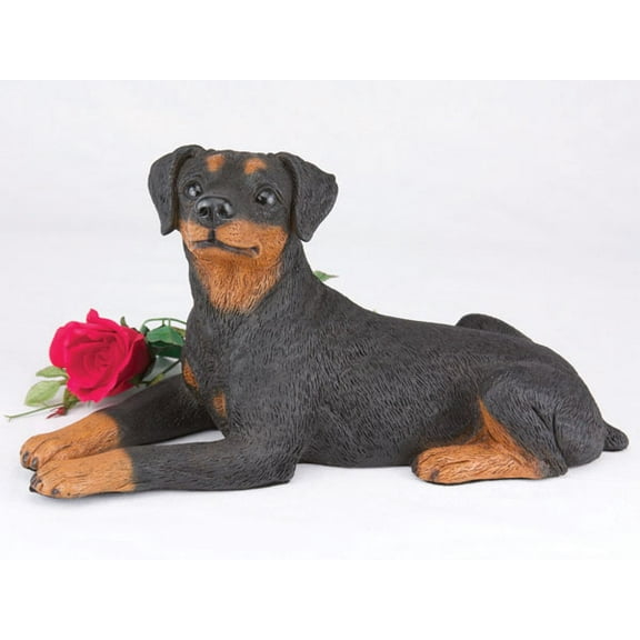 Miniature Doberman Pinscher Ears Down Black Cremation Pet Urn for a Dog Memorial in remembrance of your beloved family pet