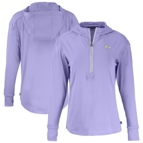 Women's Cutter & Buck  Purple Baltimore Ravens Daybreak Eco Recycled Half-Zip Hoodie