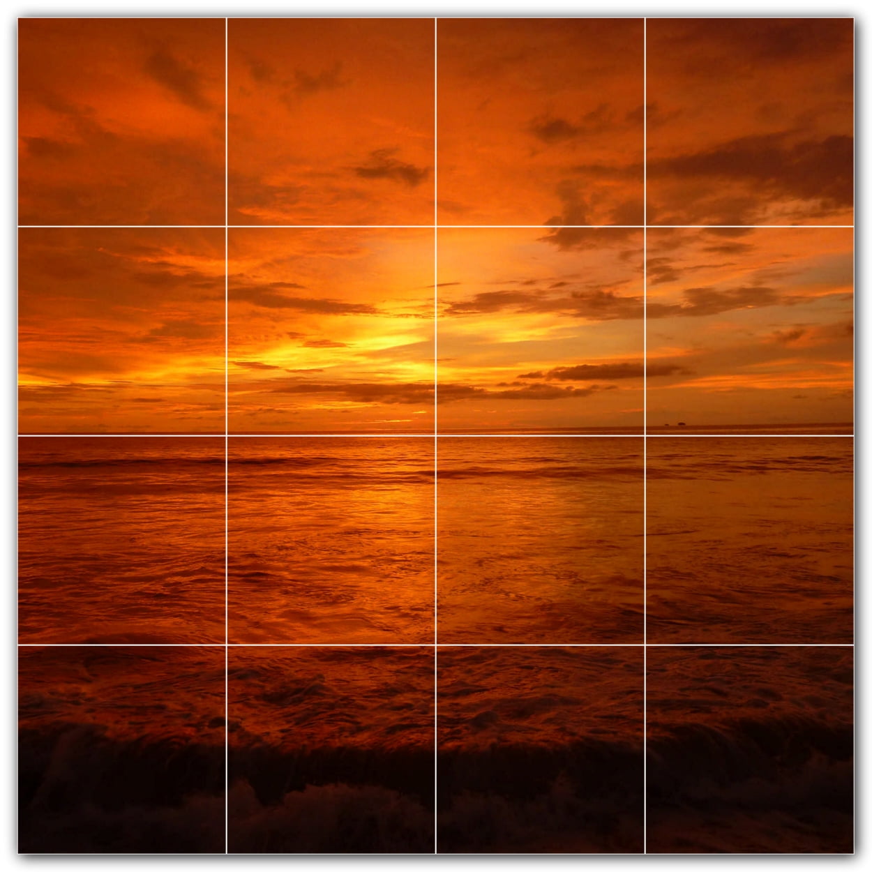 Picture-Tiles.com: Sunset Ceramic Tile Wall Mural WAL500964-44L. 32 W x 32 H using (16) 8 x 8 Ceramic Tiles-Satin Finish