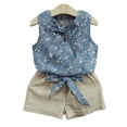 thumbnail image 3 of Sonducket 2 piezas chico trajes bebé chaleco Top bebé chaleco Top pantalones cortos conjunto niña ropa de verano conjuntos de ropa Azul claro 90cm Sonducket AP002978-01, 3 of 6