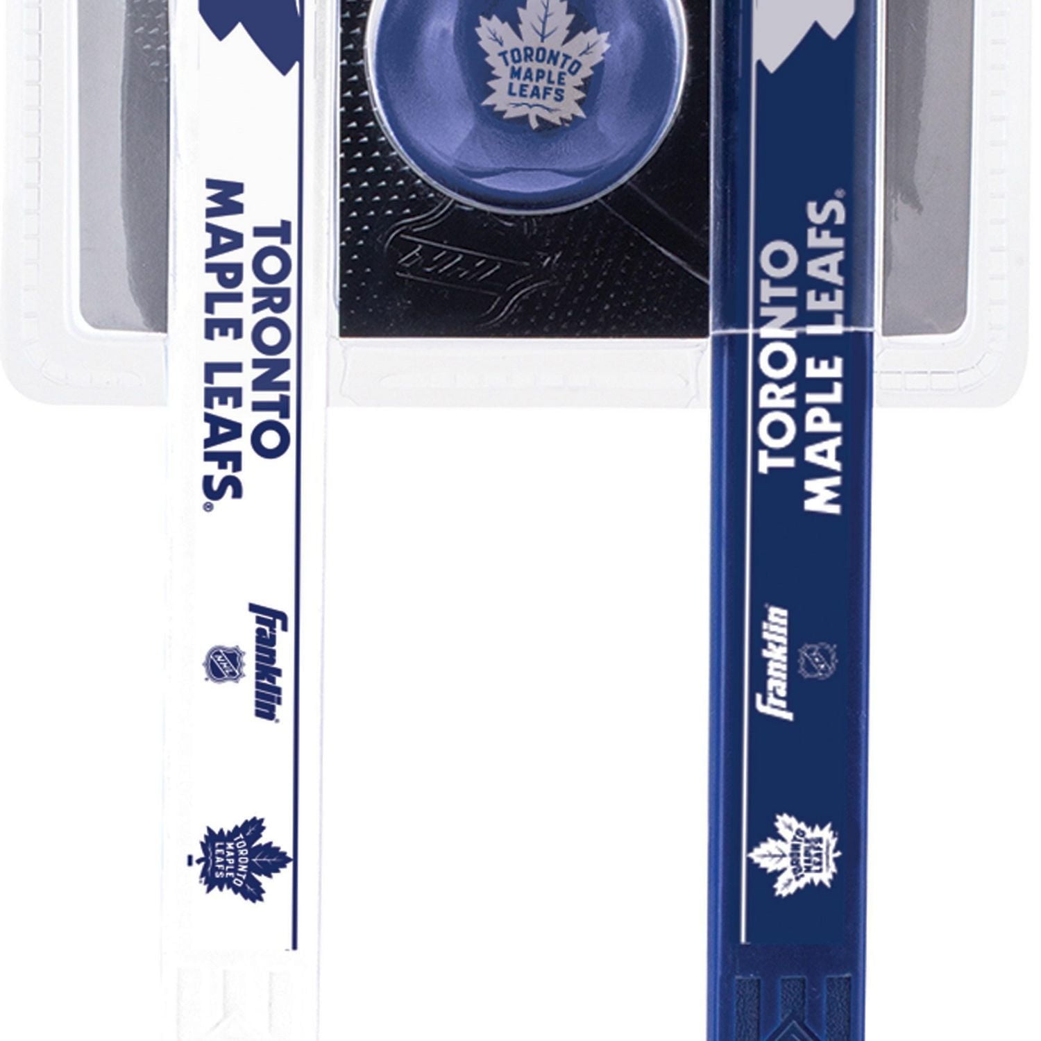 Franklin Sports NHL Ensemble de bâton de hockey miniature pour joueur de Maple Leafs de Toronto, 2 bâtons and 2 balles