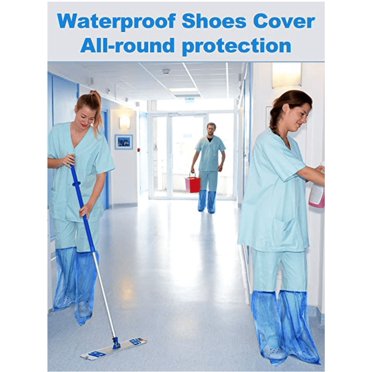 2 Pairs Disposable Shoe Covers Blue Rain Shoes Boots Cover Plastic Long Shoe Cover Clear Waterproof Anti-Slip Overshoe | Singapore