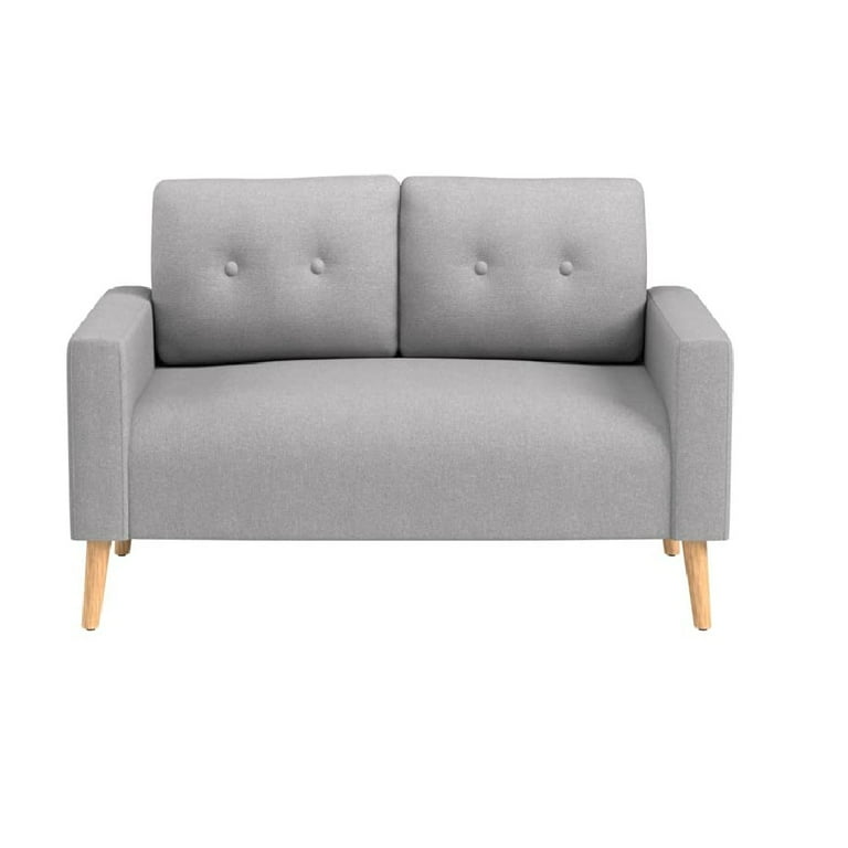 Vineego Modern Loveseat Couch 2 Seat Sofa Fabric Upholstered Love Seat Furniture Grey with Stable Support Feet and Armrest Design