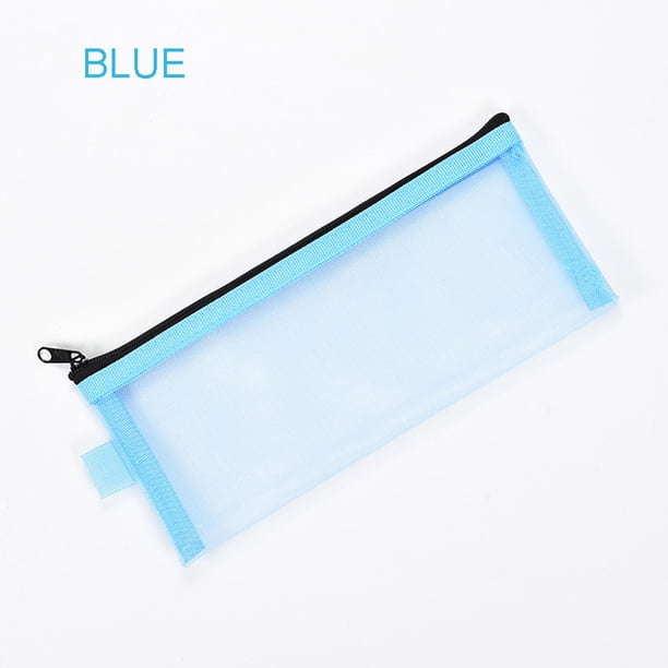 Estuche de malla para bolígrafos y lápices, bolsa de almacenamiento de nailon transparente | Organizador de papelería rectangular | Soporte para material de oficina, escuela y arte