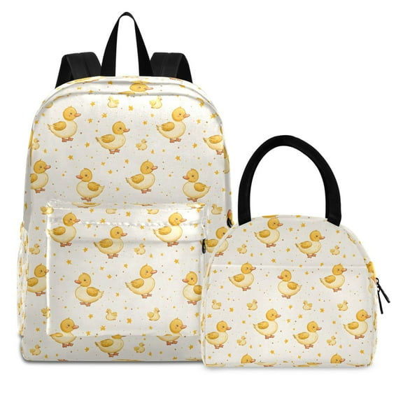 ALAZA Backpack Set Cartoon Ducks Cute Elementary School Bags Student BookBag with Lunch Bag
