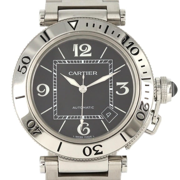 Pre-Owned Cartier Pasha Seatimer W31077M7 Stainless Steel Automatic Watch