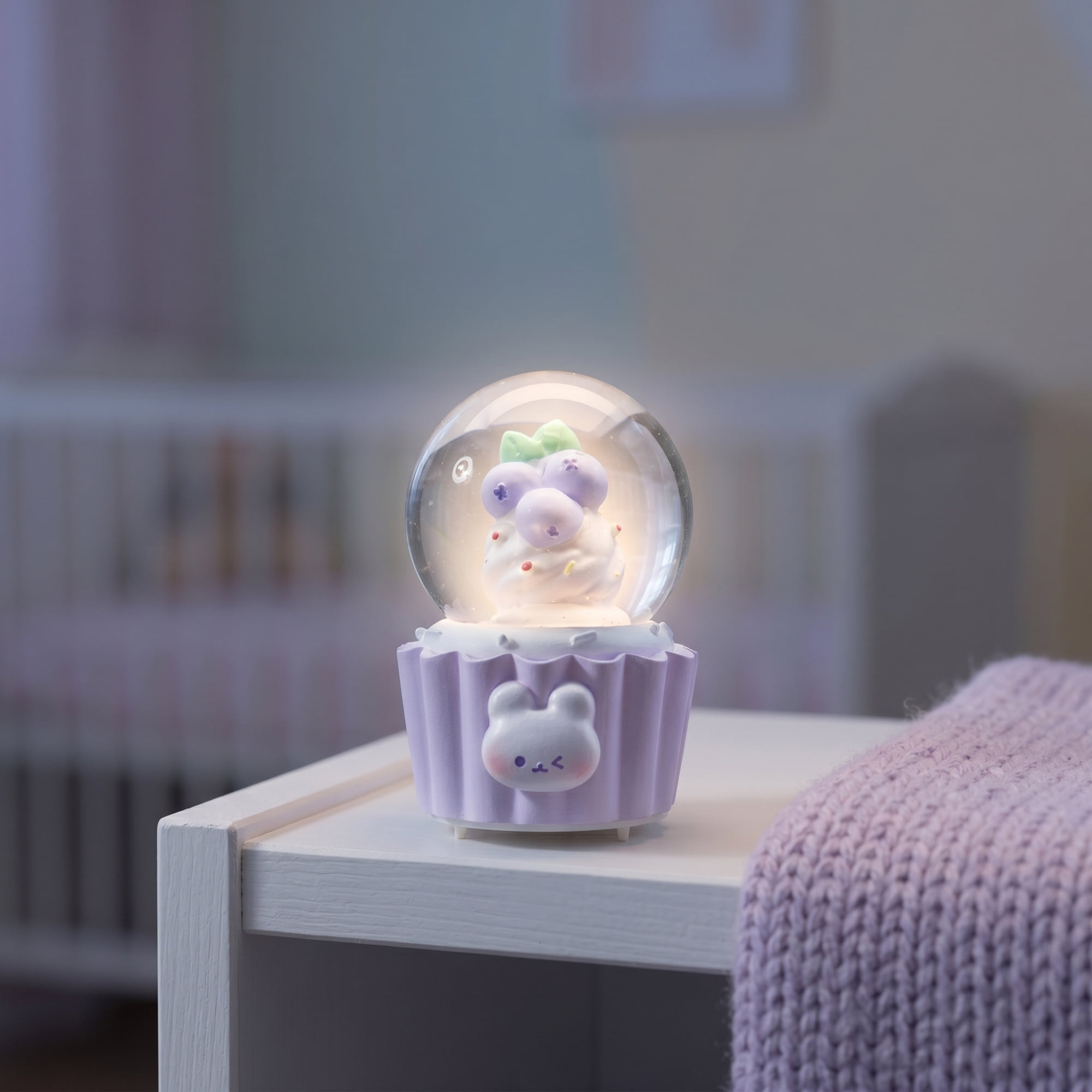 Unique Bargains Mini Resin Figurine Snow Light Up Crystal Ball Purple 1.8" x 1.8" x 2.7"