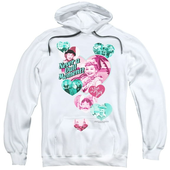 I Love Lucy Never A Dull Moment Adult Pullover Hoodie Sweatshirt White