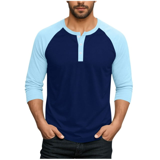 Long Sleeve Round Neck Sports Shirt for Men, Color Blocked Design, Breathable Polyester-Linen Blend, Casual Fitness Top, Machine Washable, Size L