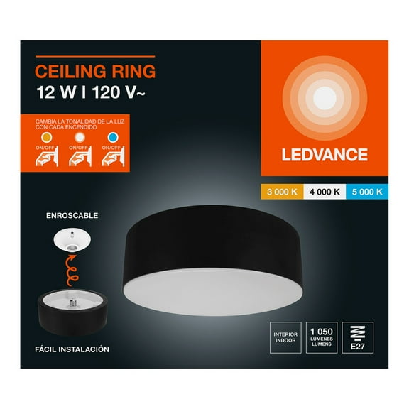 Foco Led Enroscable Bk Ring 12w 3cct E27