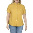 thumbnail image 2 of Self E Womens Juniors Tie Front Cuff Sleeves Button-Down Top Honey Gold Size S, 2 of 2