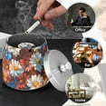 thumbnail image 4 of Yayeee Ashtray with Lid for Cigarette Smokeless Stainless Steel Home Ash Holder, Vibrant Floral, 4 of 7