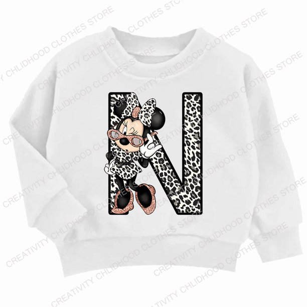 Children Hoodie Disney Minnie Letter A B C D Kid Casual Clothes O-neck Pullover Little Baby Kawaii Cartoons Boy Girl Sweatshirts140 Gao Jinjia LED