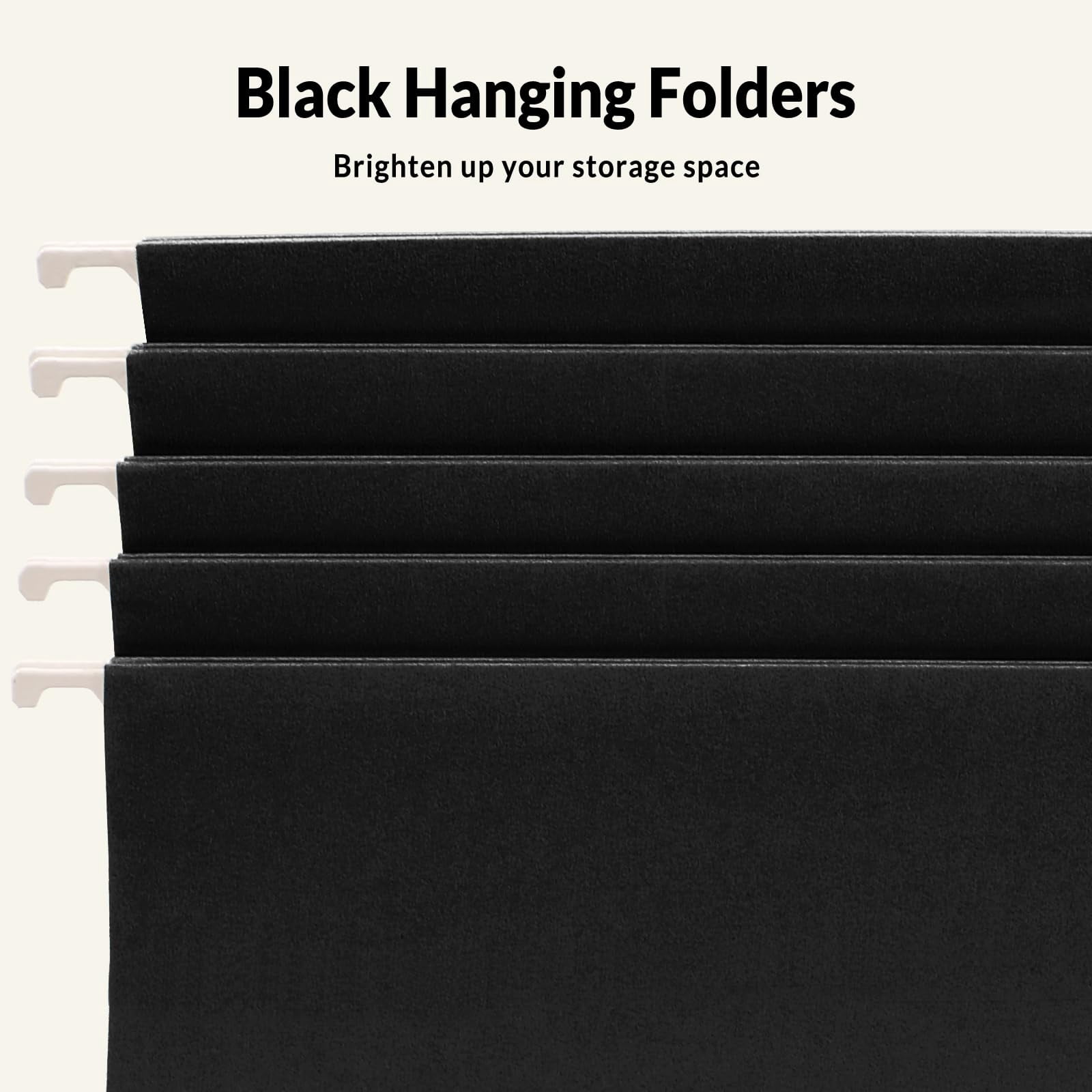Hanging File Folders Legal Size  Black 25 Pack 1/5-cut Tabs Stay Organized For Your Home And Office Bulk Documents