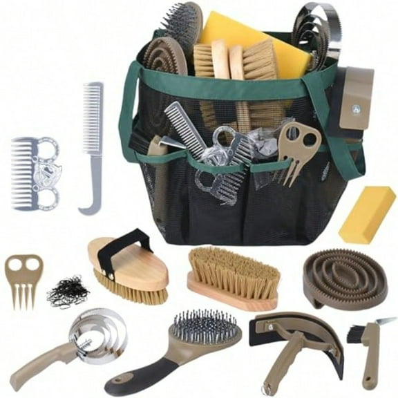 Horse Grooming Kit 13 Piece Horse Brushes for Grooming plies Set with Organizer Bag Horse Brush Curry Comb for Effective Cleaning Gift for Horses Riders Beginners