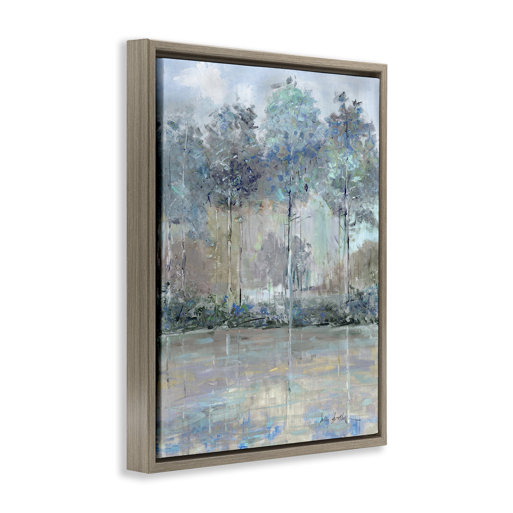 Stupell Industries Subdued Expression of Trees Brown Framed Floater Canvas Wall Art, design by Sally Swatland